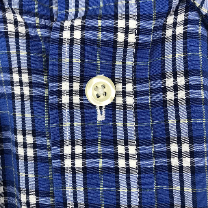 Nautica Wrinkle Resistant Short-Sleeve Button-Down Check Shirt, Men's Size XL (approx.) cotton blue type Vintage Second Hand