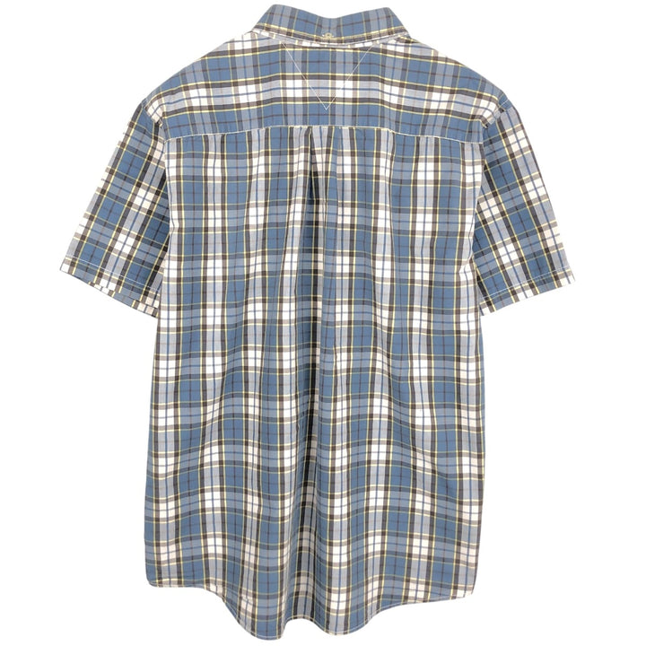 Tommy Hilfiger short-sleeved button-down checked shirt, men's size XL cotton navy blue type Vintage Second Hand