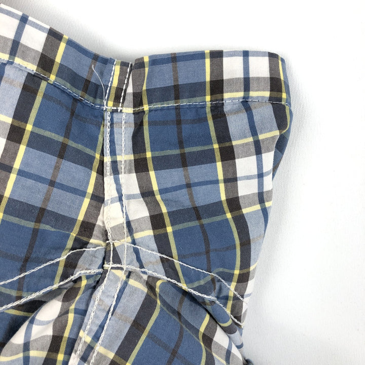 Tommy Hilfiger short-sleeved button-down checked shirt, men's size XL cotton navy blue type Vintage Second Hand
