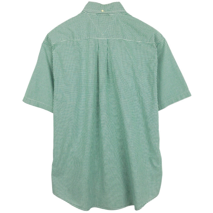 Tommy Hilfiger Gingham Check Short-Sleeve Button-Down Check Shirt, Men's Size L (approx.) cotton green type Vintage Second Hand
