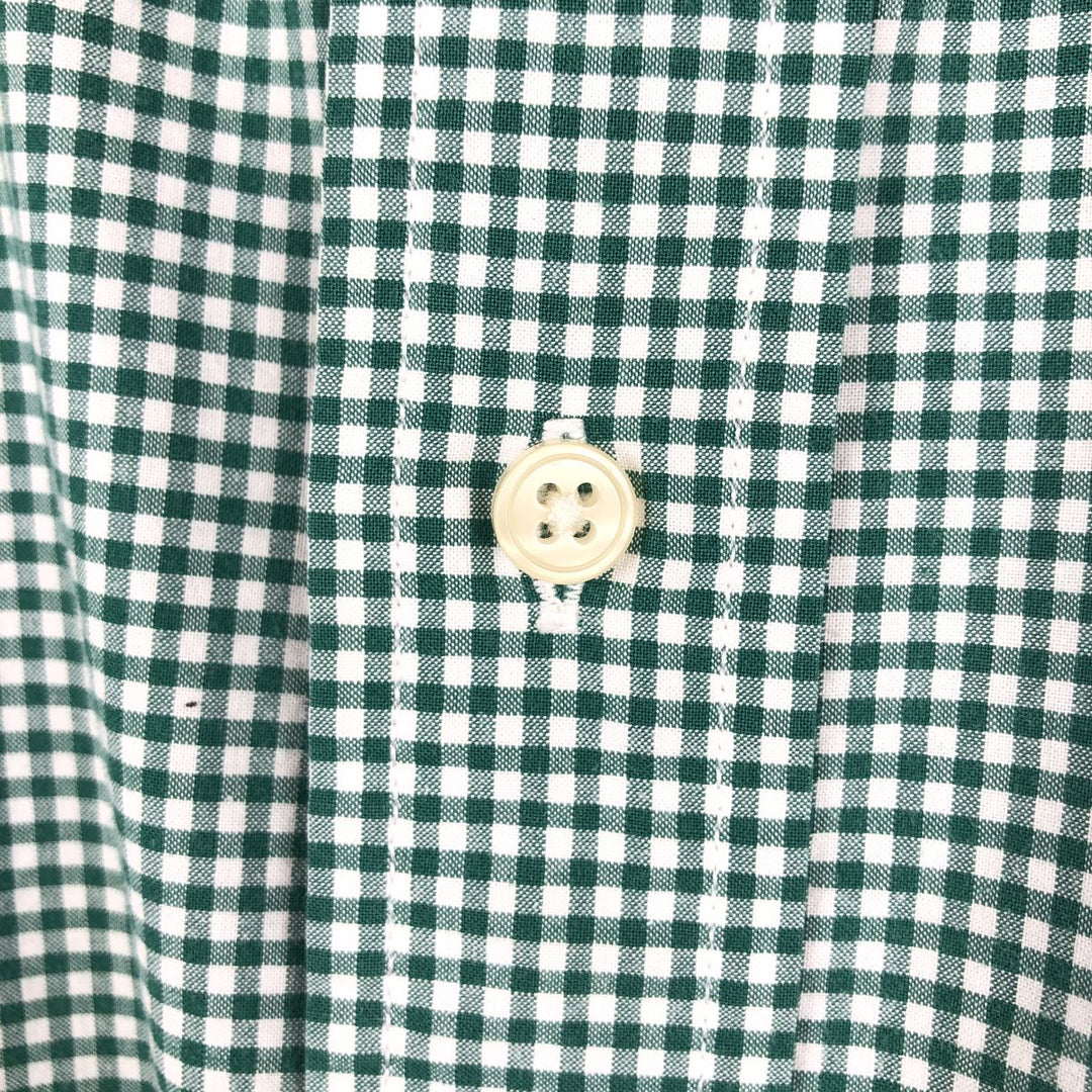 Tommy Hilfiger Gingham Check Short-Sleeve Button-Down Check Shirt, Men's Size L (approx.) cotton green type Vintage Second Hand