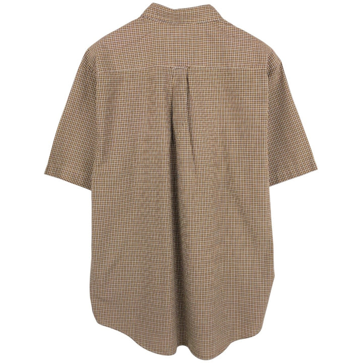 Nautica short-sleeved button-down check shirt, men's size XL (approx.) cotton brown type Vintage Second Hand