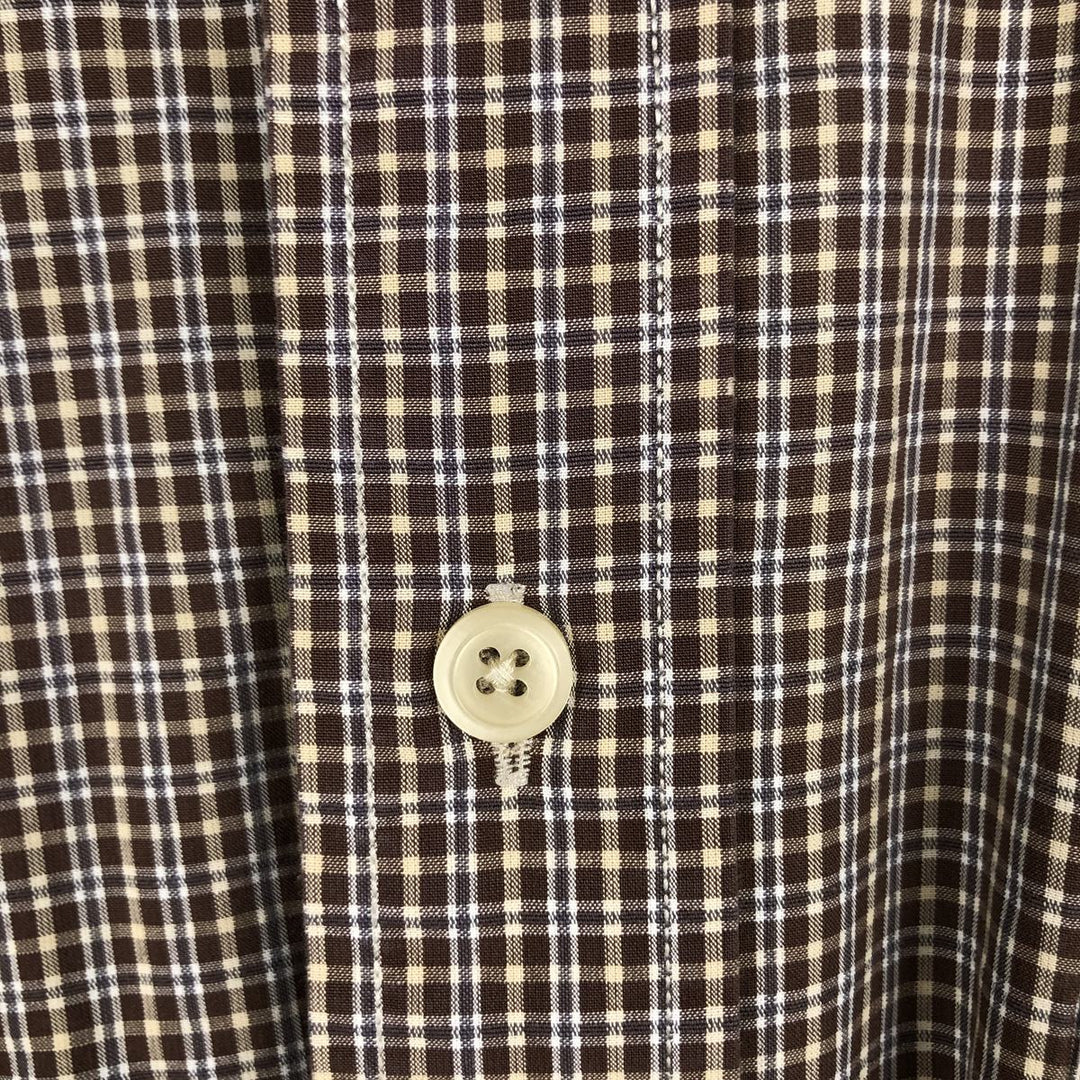Nautica short-sleeved button-down check shirt, men's size XL (approx.) cotton brown type Vintage Second Hand