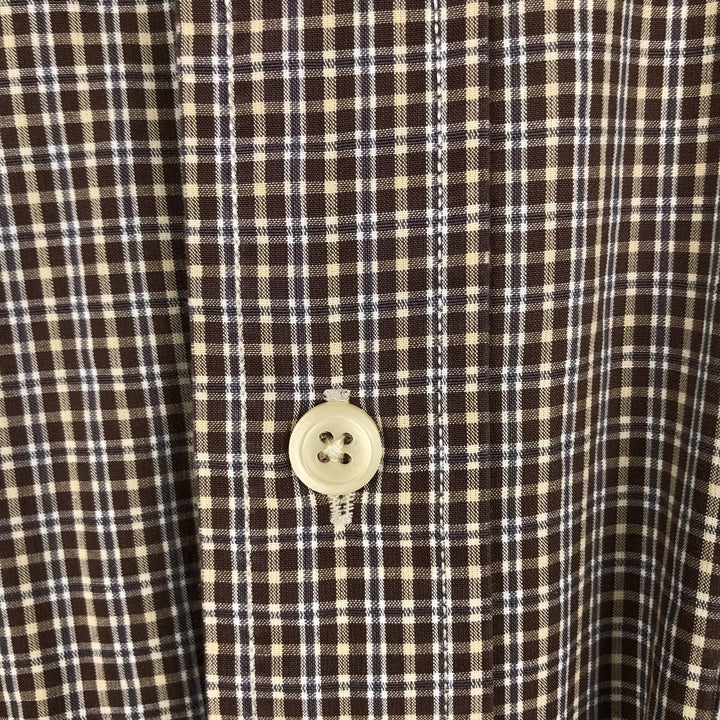 Nautica short-sleeved button-down check shirt, men's size XL (approx.) cotton brown type Vintage Second Hand