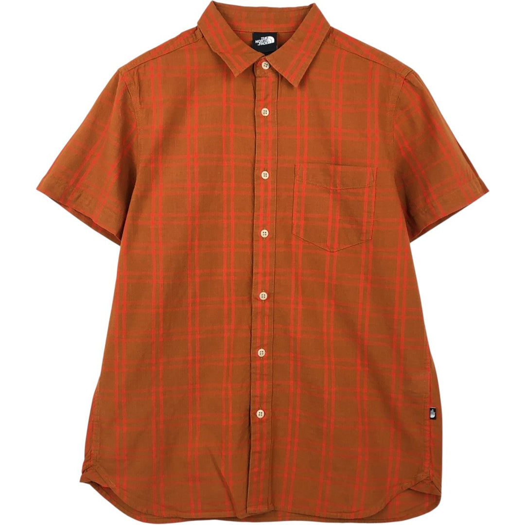 The North Face Short-Sleeve Cotton Check Shirt, Men's Size M (approx.) cotton red type reddish brown Vintage Second Hand