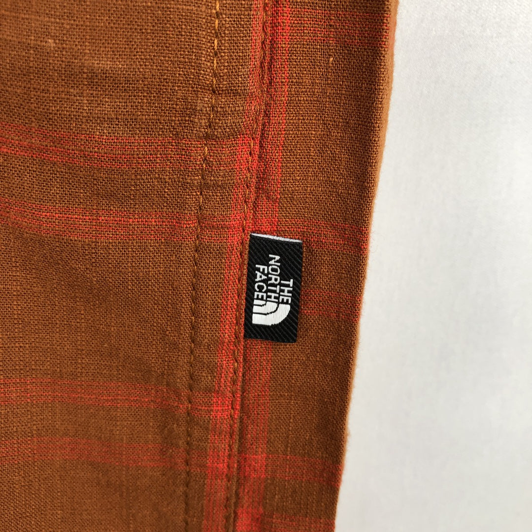 The North Face Short-Sleeve Cotton Check Shirt, Men's Size M (approx.) cotton red type reddish brown Vintage Second Hand