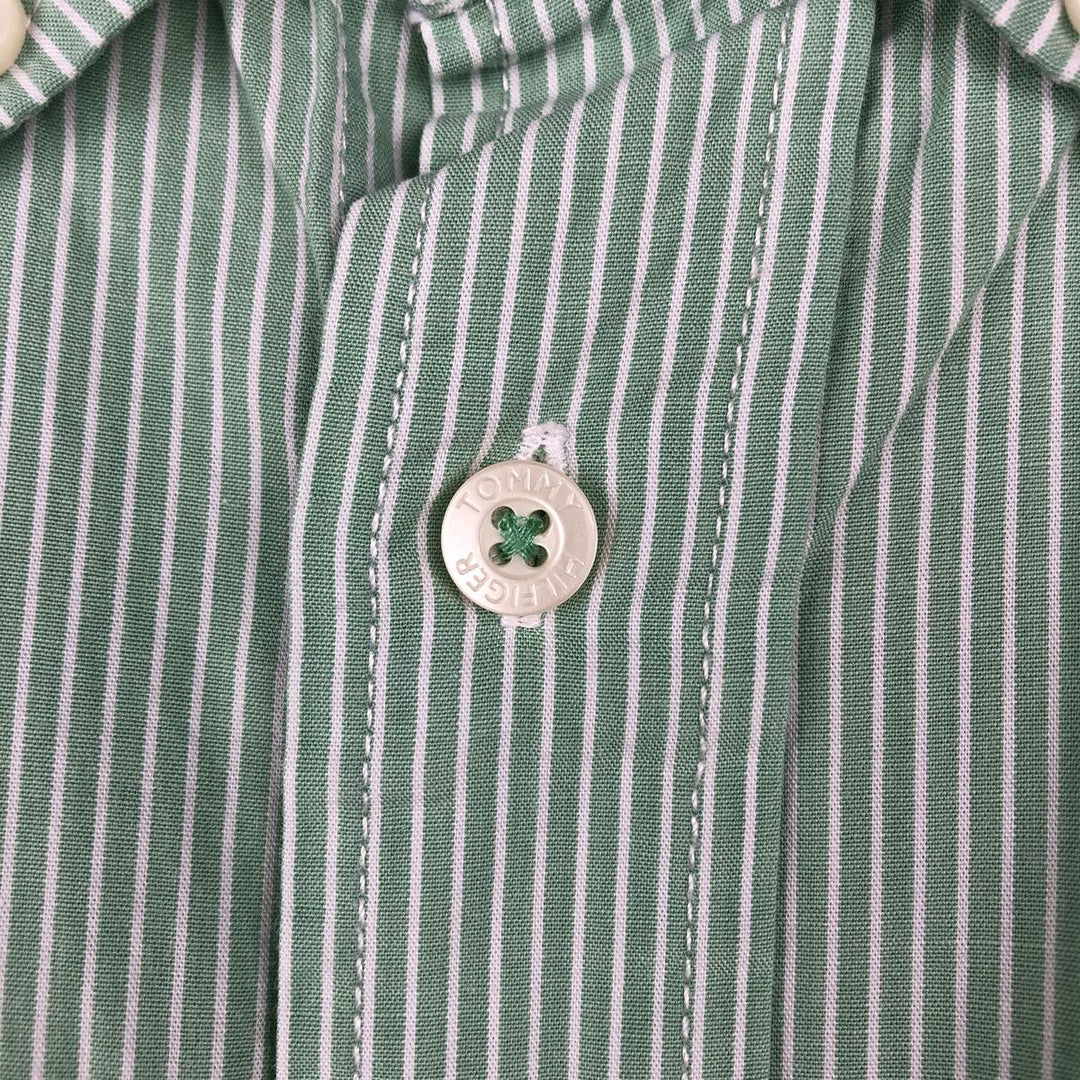 Tommy Hilfiger short-sleeved button-down striped shirt, men's size L (approx.) unclear Mint green Vintage Second Hand