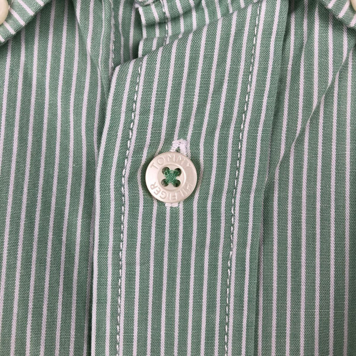 Tommy Hilfiger short-sleeved button-down striped shirt, men's size L (approx.) unclear Mint green Vintage Second Hand