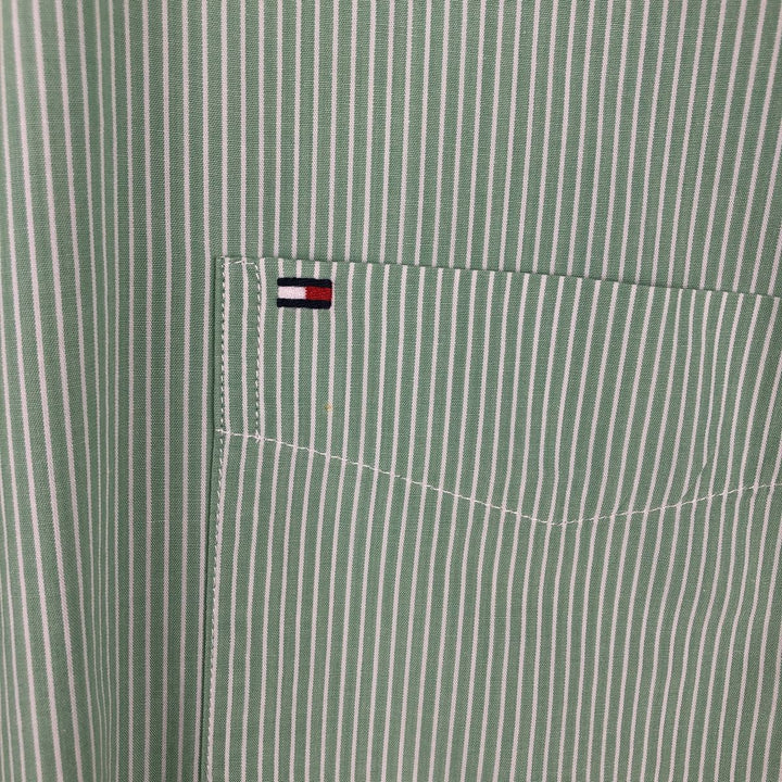 Tommy Hilfiger short-sleeved button-down striped shirt, men's size L (approx.) unclear Mint green Vintage Second Hand