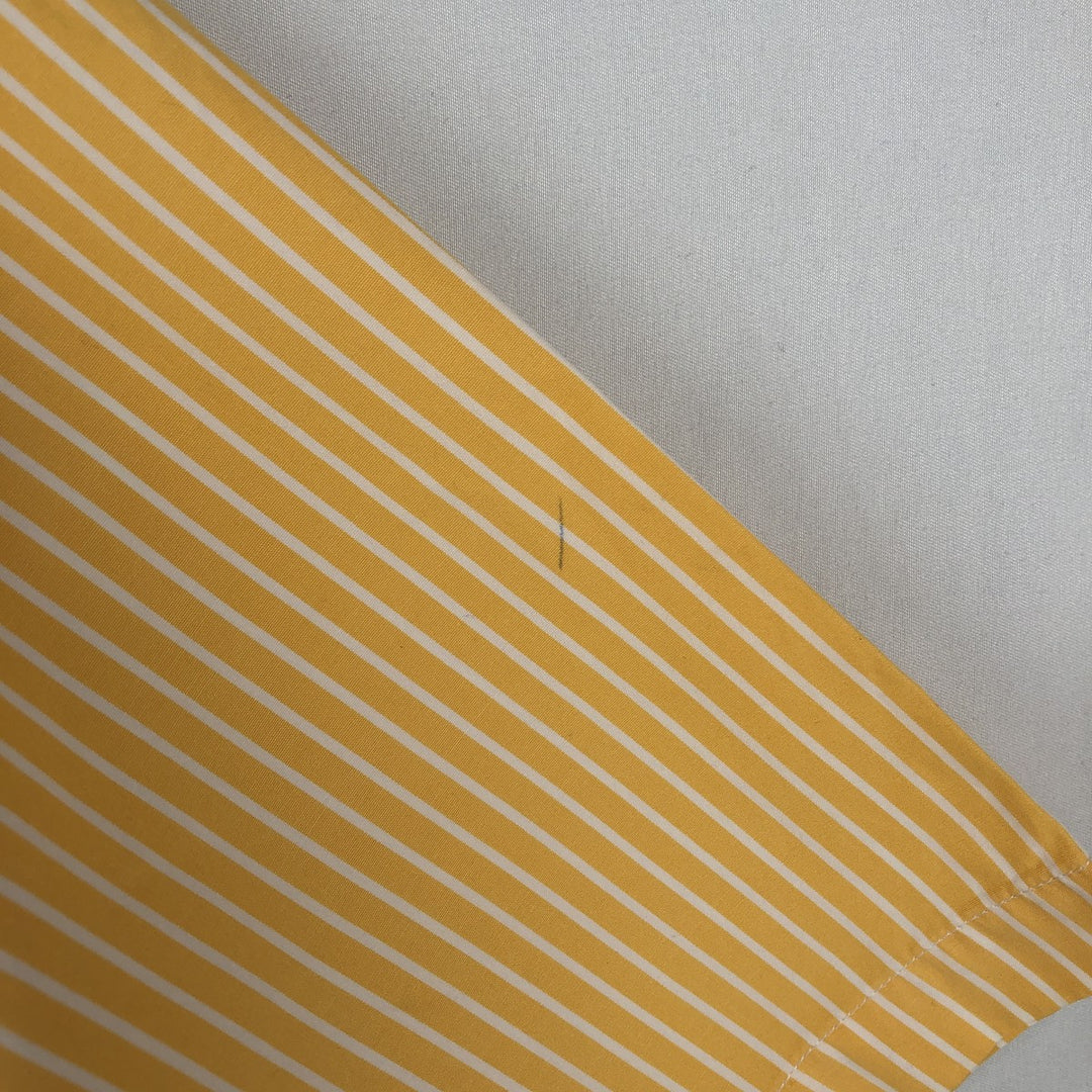 Nautica Sanded Poplin Short-Sleeve Button-Down Striped Shirt, Men's Size L (approx.) cotton yellow type Vintage Second Hand