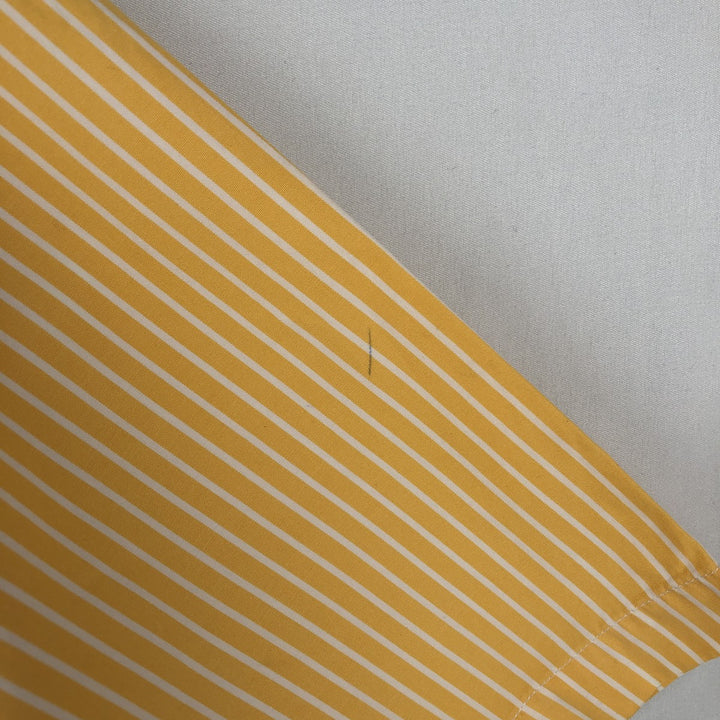 Nautica Sanded Poplin Short-Sleeve Button-Down Striped Shirt, Men's Size L (approx.) cotton yellow type Vintage Second Hand