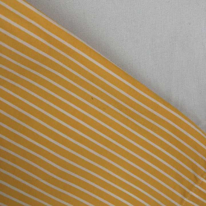 Nautica Sanded Poplin Short-Sleeve Button-Down Striped Shirt, Men's Size L (approx.) cotton yellow type Vintage Second Hand