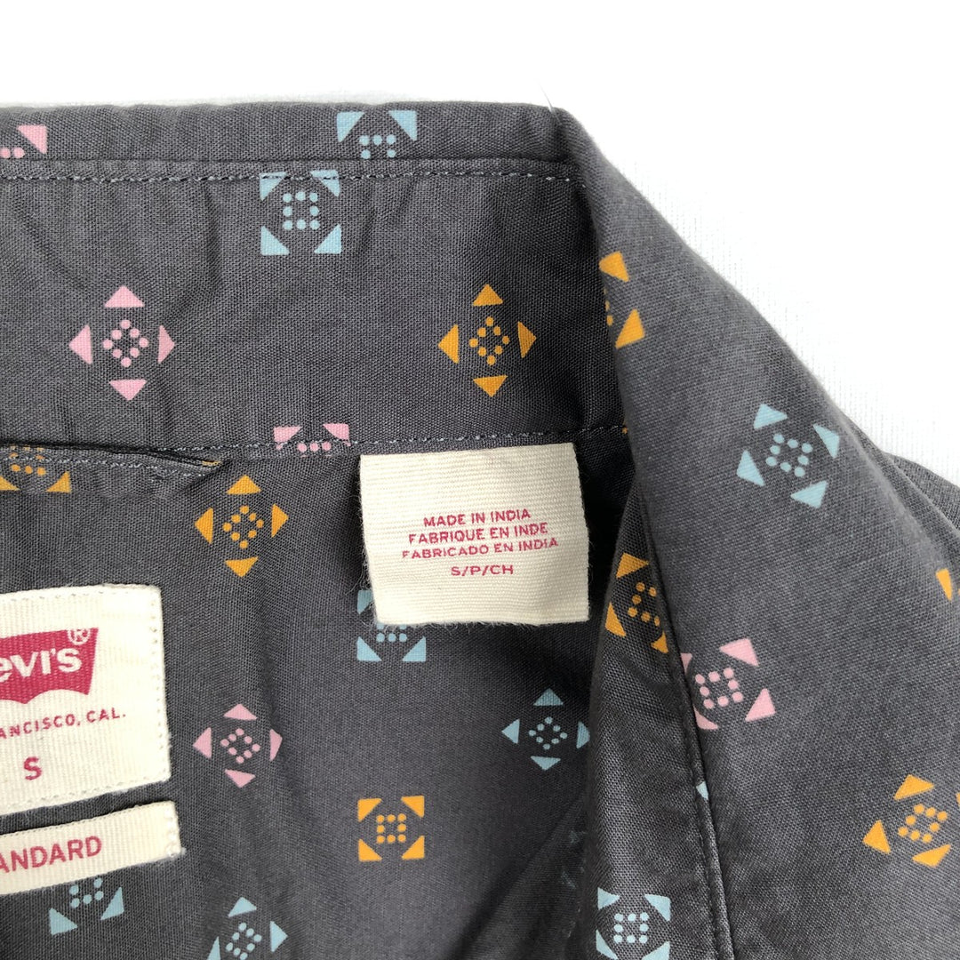 Levi's Standard all-over print short-sleeved cotton shirt, men's size S (approx.) cotton Charcoal Vintage Second Hand