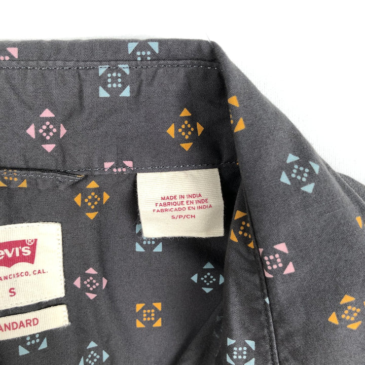 Levi's Standard all-over print short-sleeved cotton shirt, men's size S (approx.) cotton Charcoal Vintage Second Hand