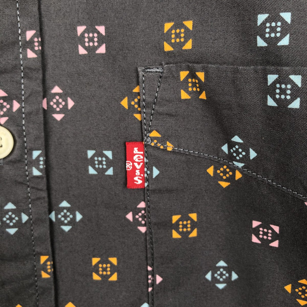 Levi's Standard all-over print short-sleeved cotton shirt, men's size S (approx.) cotton Charcoal Vintage Second Hand
