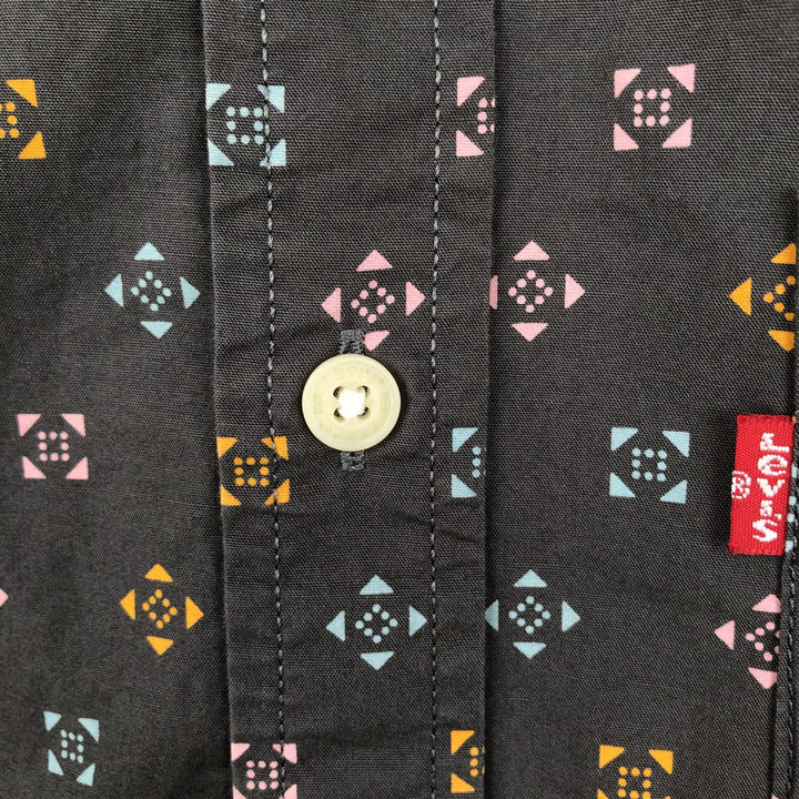 Levi's Standard all-over print short-sleeved cotton shirt, men's size S (approx.) cotton Charcoal Vintage Second Hand