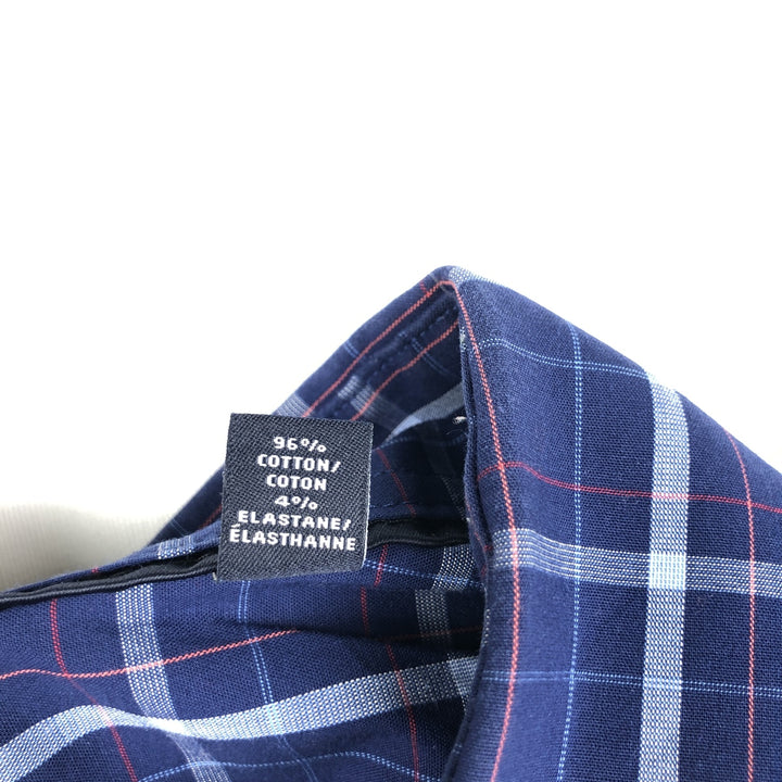 Tommy Hilfiger Regular Fit Wide Collar Short Sleeve Cotton Check Shirt (Men's Size L) cotton blue type Vintage Second Hand