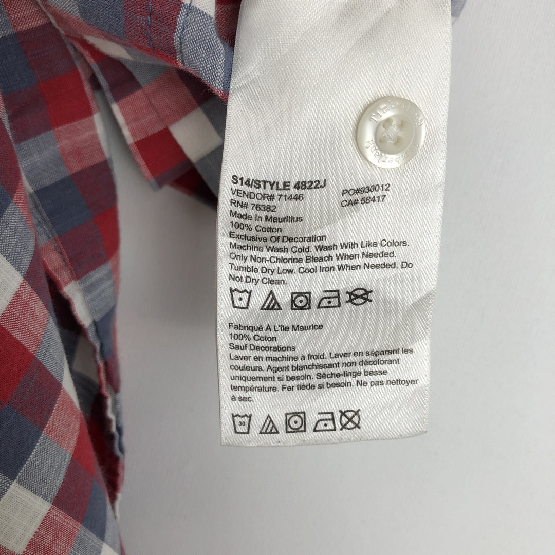 Timberland Regular Fit Short-Sleeve Cotton Check Shirt (Men's Size L equivalent) cotton red type Vintage Second Hand