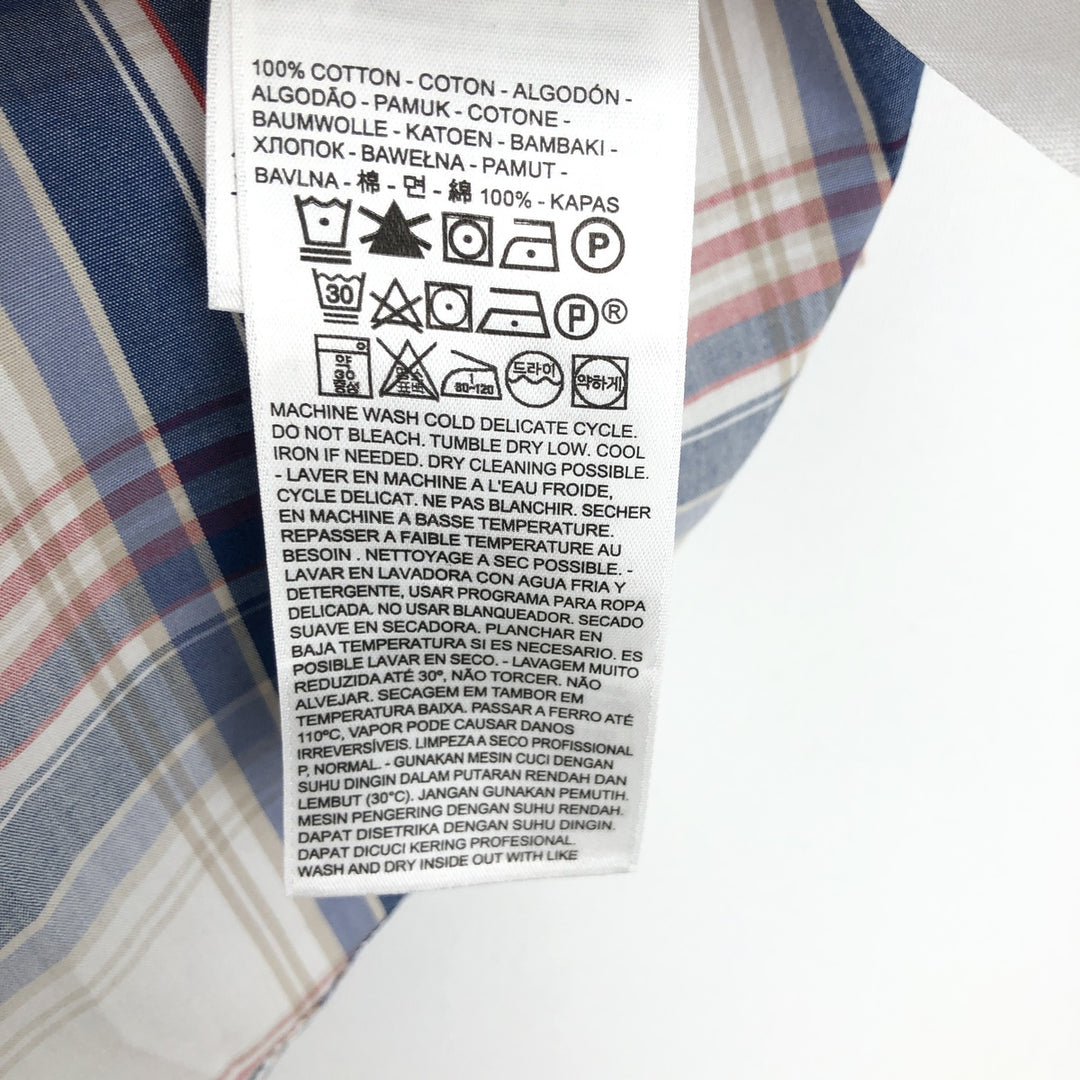 Levi's Standard Short-Sleeve Cotton Check Shirt, Men's Size M (approx.) cotton white type Vintage Second Hand