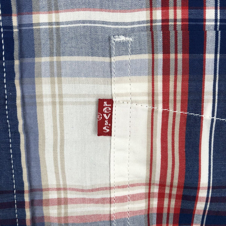 Levi's Standard Short-Sleeve Cotton Check Shirt, Men's Size M (approx.) cotton white type Vintage Second Hand
