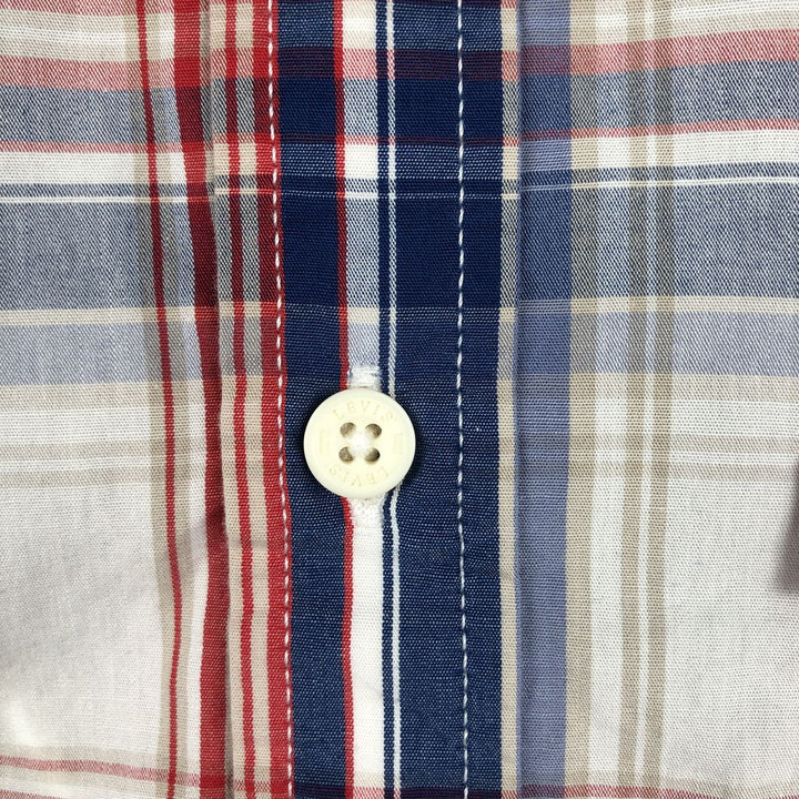 Levi's Standard Short-Sleeve Cotton Check Shirt, Men's Size M (approx.) cotton white type Vintage Second Hand
