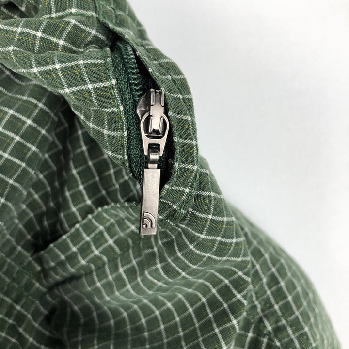 The North Face seersucker short-sleeved check shirt, men's size XL (approx.) Modal Green type dark green Vintage Second Hand