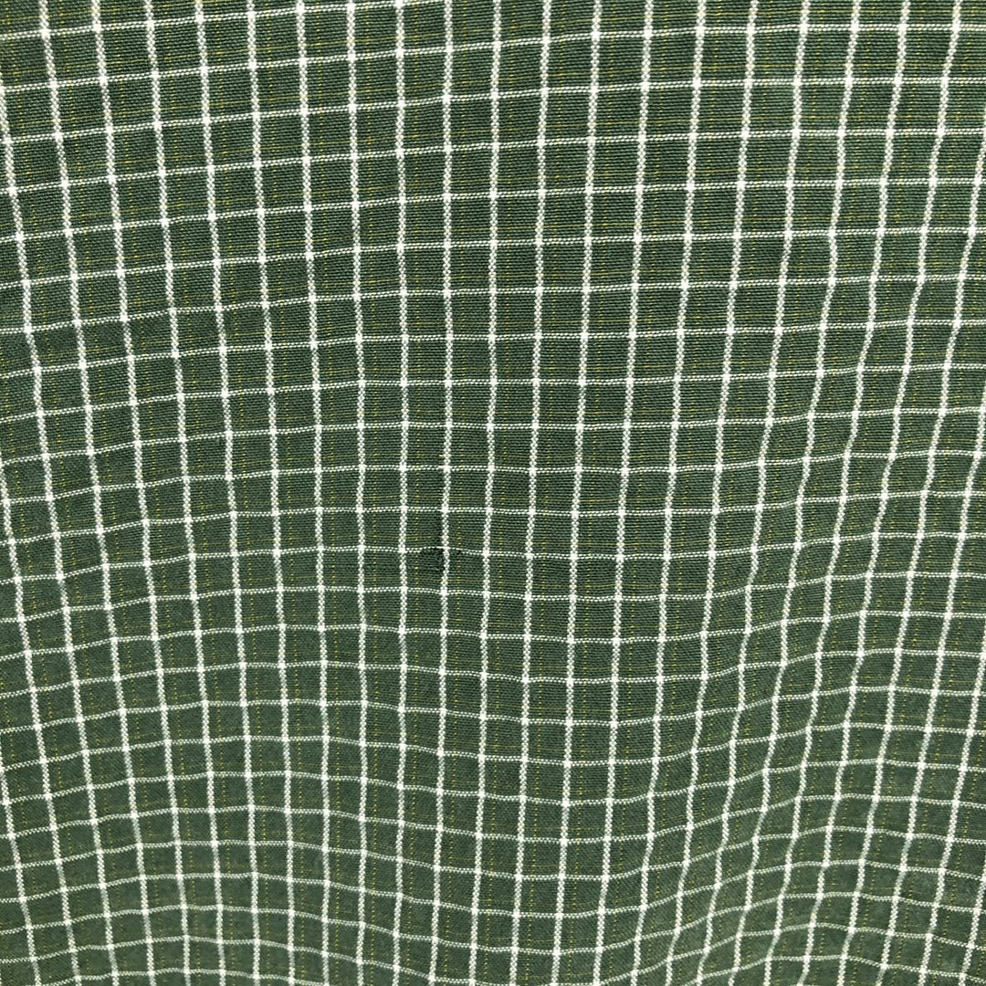 The North Face seersucker short-sleeved check shirt, men's size XL (approx.) Modal Green type dark green Vintage Second Hand
