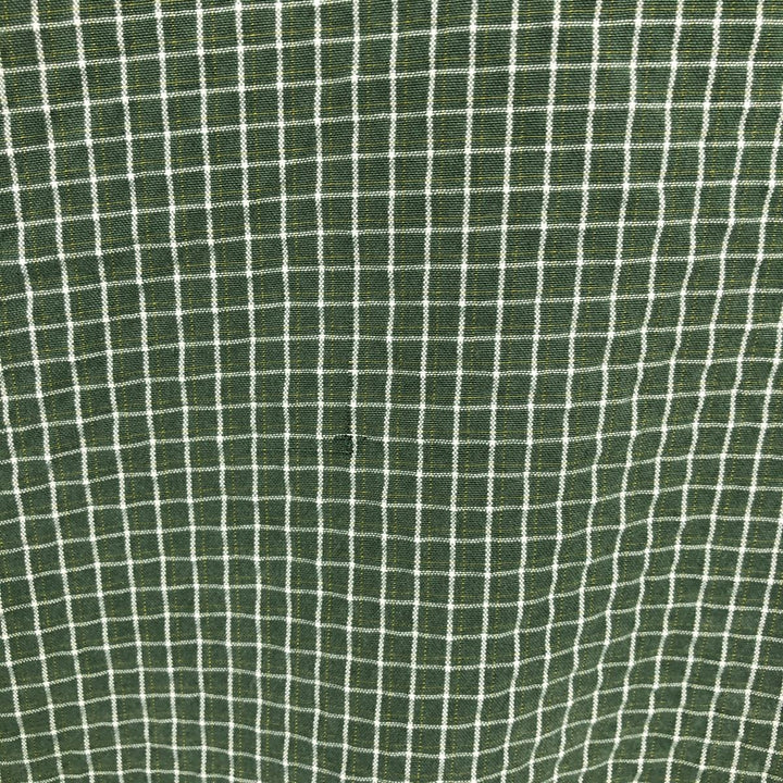The North Face seersucker short-sleeved check shirt, men's size XL (approx.) Modal Green type dark green Vintage Second Hand