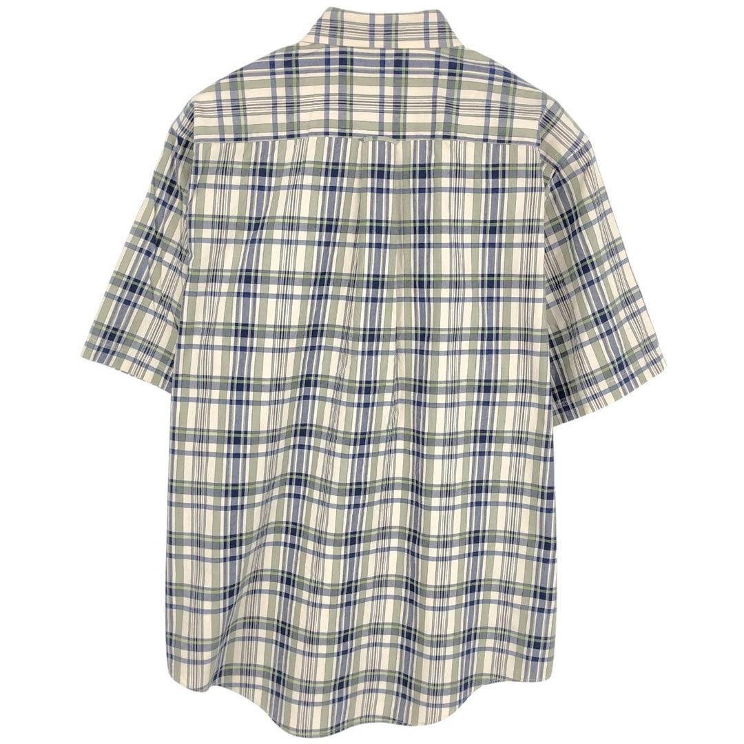 90'S NAUTICA short sleeve button down check shirt, men's XL size, vintage unclear Beige type Vintage Second Hand