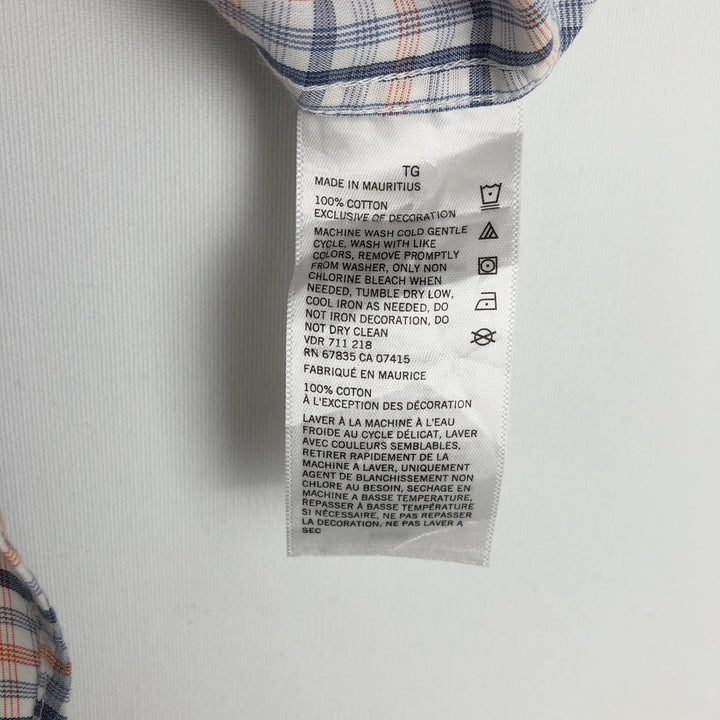 Nautica short-sleeved button-down check shirt, men's size XL (approx.) cotton white type Vintage Second Hand