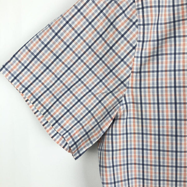 Nautica short-sleeved button-down check shirt, men's size XL (approx.) cotton white type Vintage Second Hand