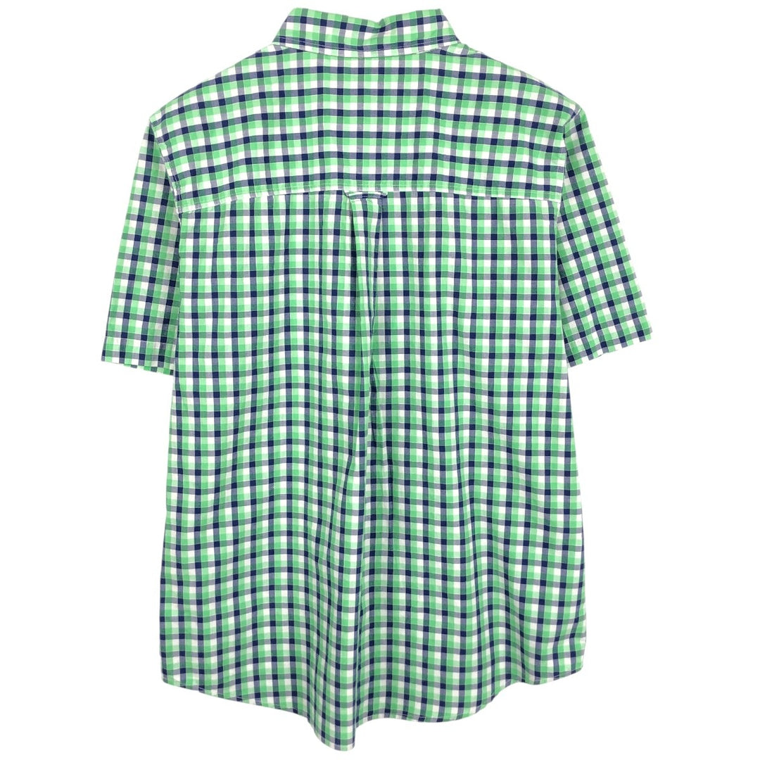 CHAPS EASY CARE Short-Sleeve Button-Down Check Shirt, Men's Size L (approx.) cotton navy blue type Vintage Second Hand