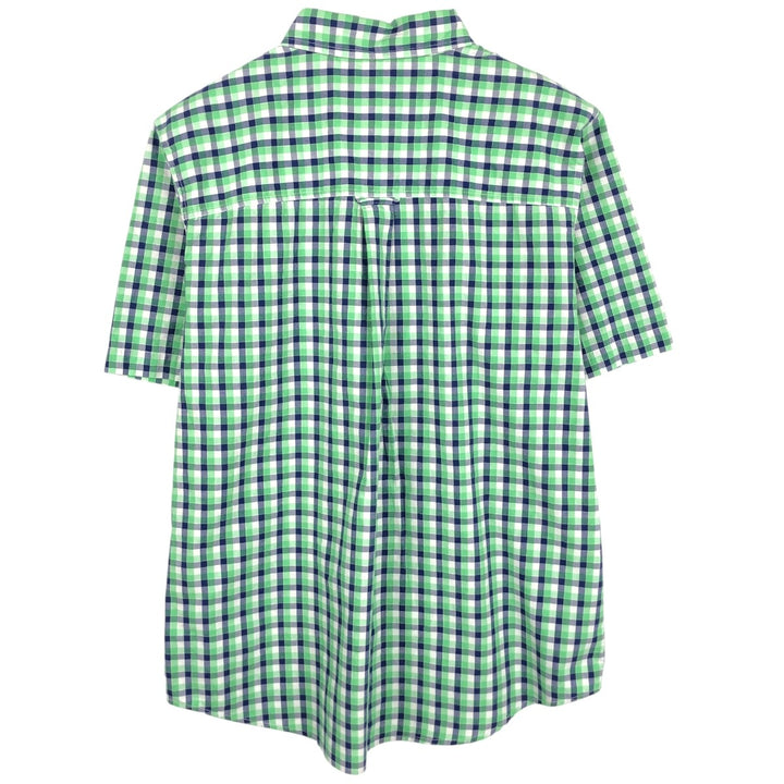 CHAPS EASY CARE Short-Sleeve Button-Down Check Shirt, Men's Size L (approx.) cotton navy blue type Vintage Second Hand