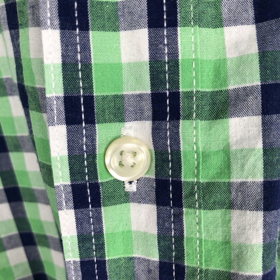 CHAPS EASY CARE Short-Sleeve Button-Down Check Shirt, Men's Size L (approx.) cotton navy blue type Vintage Second Hand