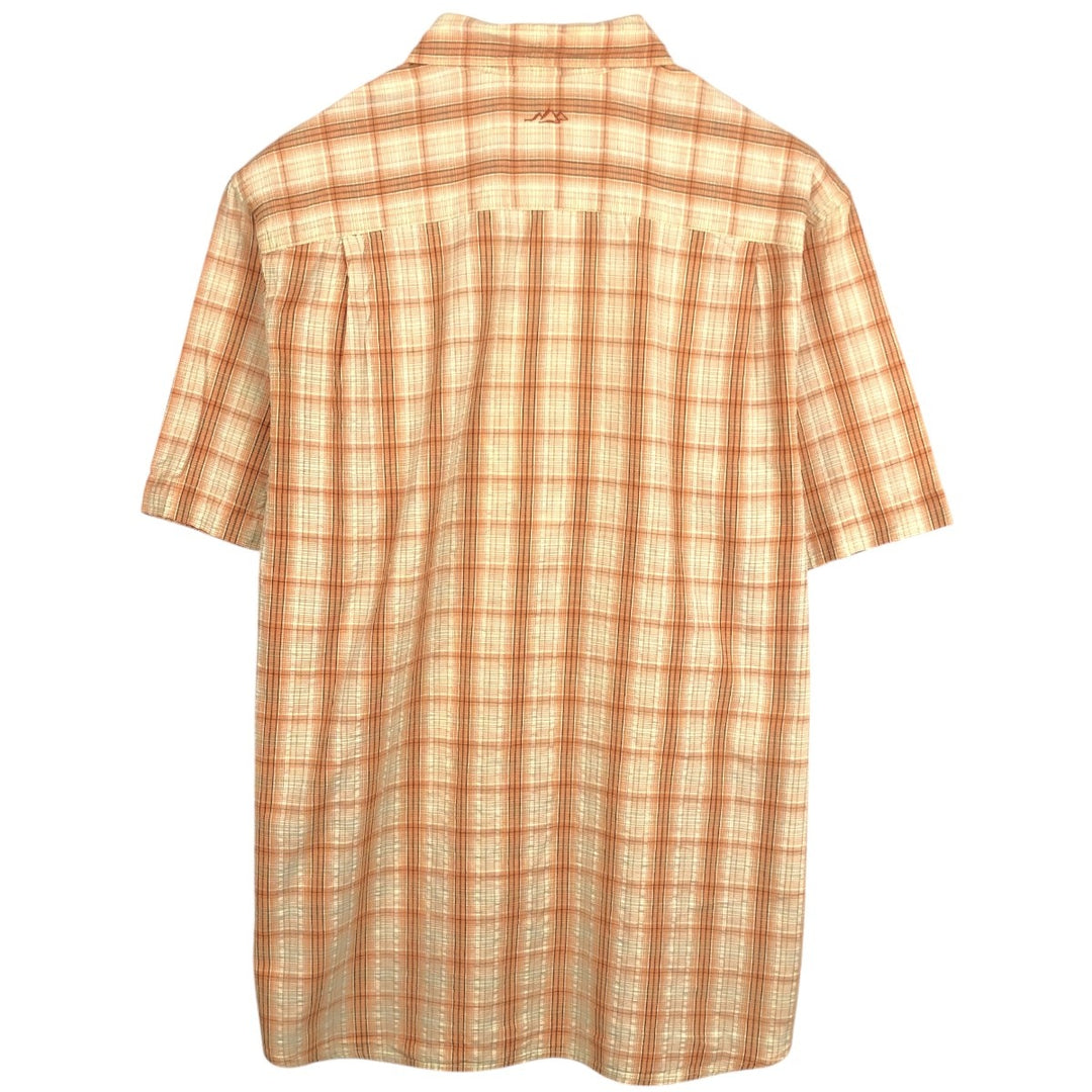 00'S Columbia Short Sleeve Cotton Check Shirt Men's Size L cotton orange type Vintage Second Hand
