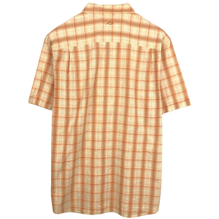 00'S Columbia Short Sleeve Cotton Check Shirt Men's Size L cotton orange type Vintage Second Hand