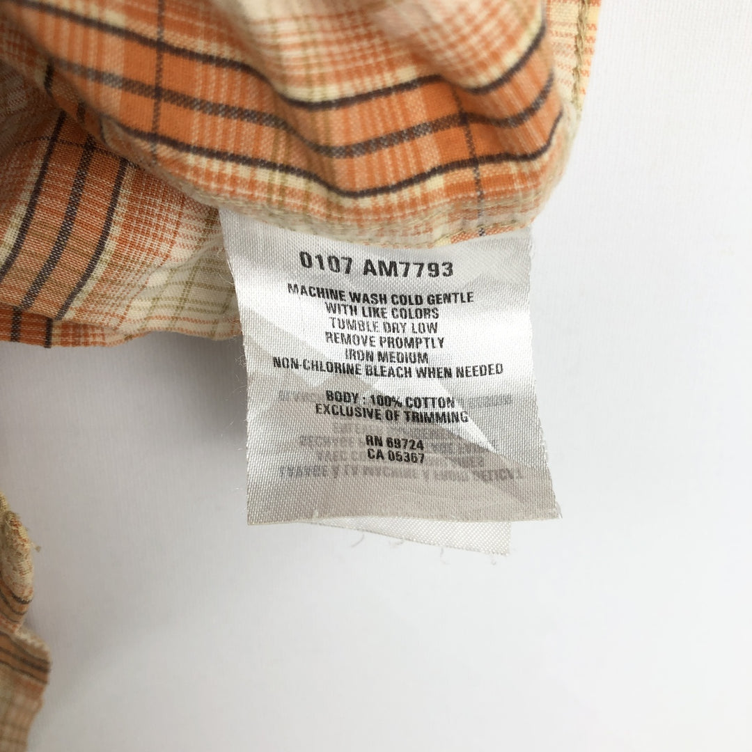 00'S Columbia Short Sleeve Cotton Check Shirt Men's Size L cotton orange type Vintage Second Hand
