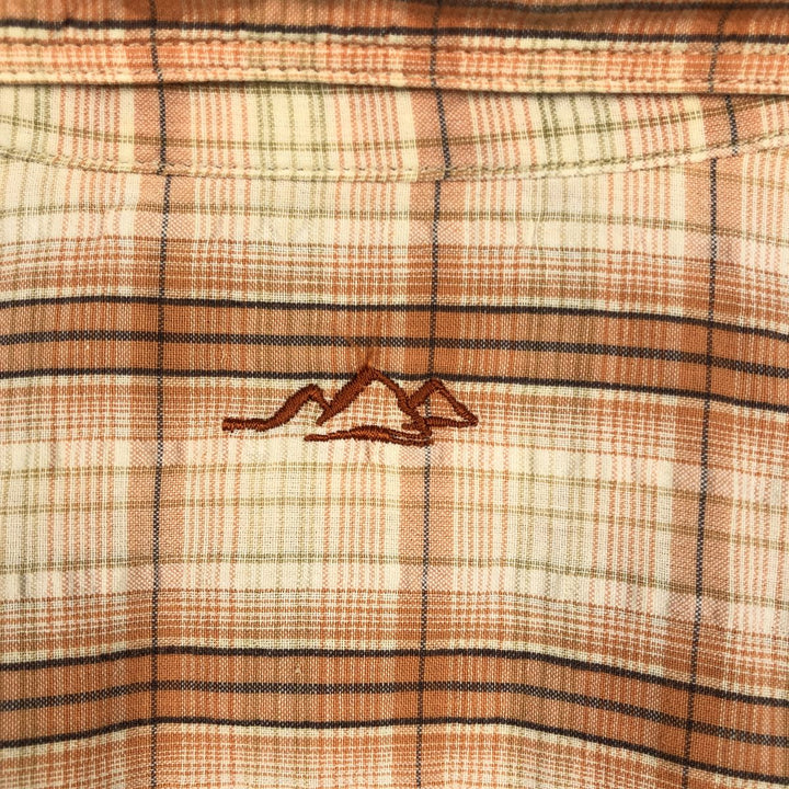 00'S Columbia Short Sleeve Cotton Check Shirt Men's Size L cotton orange type Vintage Second Hand