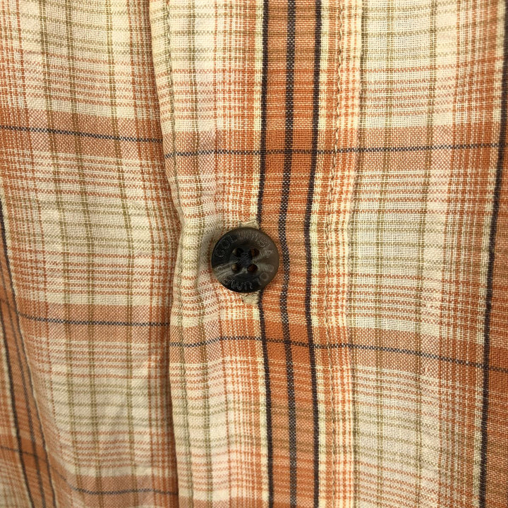 00'S Columbia Short Sleeve Cotton Check Shirt Men's Size L cotton orange type Vintage Second Hand