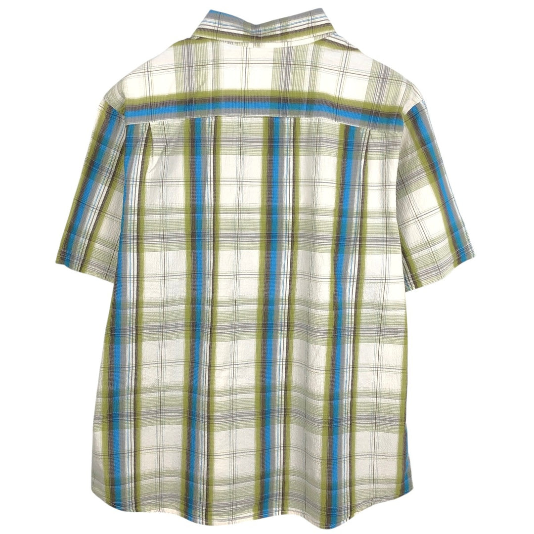 Columbia seersucker short-sleeved cotton check shirt, men's size XL. cotton ivory Vintage Second Hand