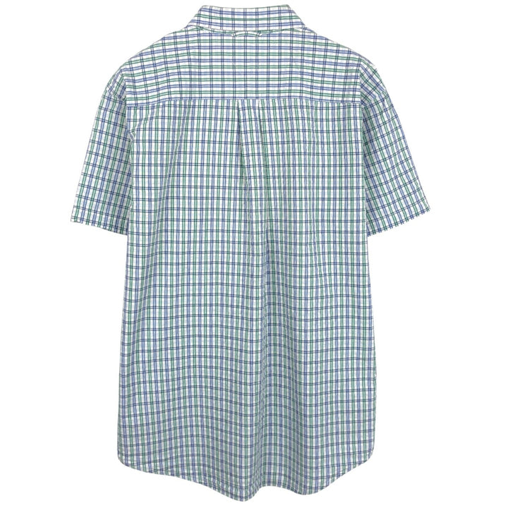 Tommy Hilfiger seersucker short-sleeved button-down check shirt, men's size XL (approx.) cotton blue type Vintage Second Hand