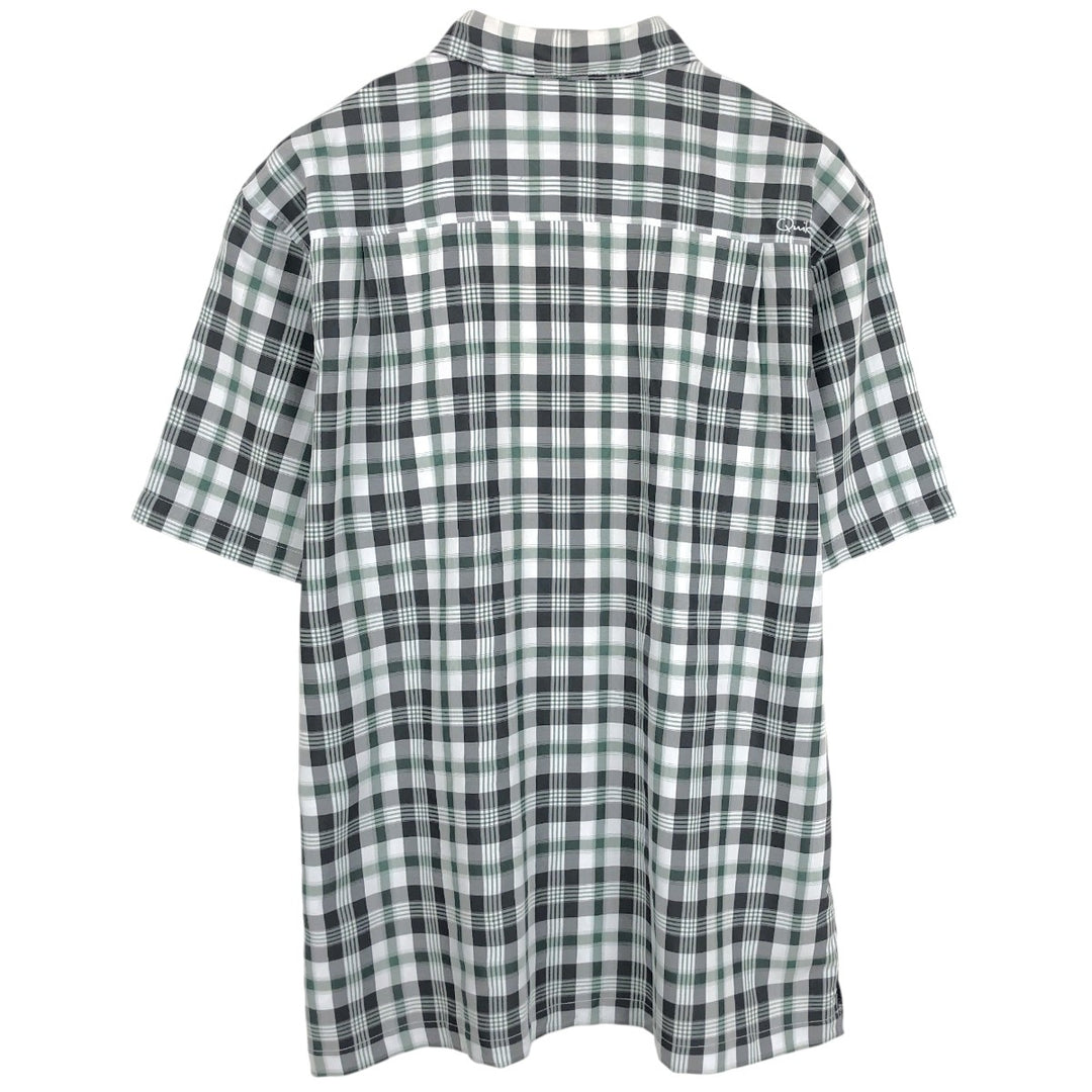 QUIKSILVER WATERMAN Check Pattern Short-Sleeve Poly/Rayon Box Shirt, Men's Size XL (approx.) Rayon Charcoal Vintage Second Hand