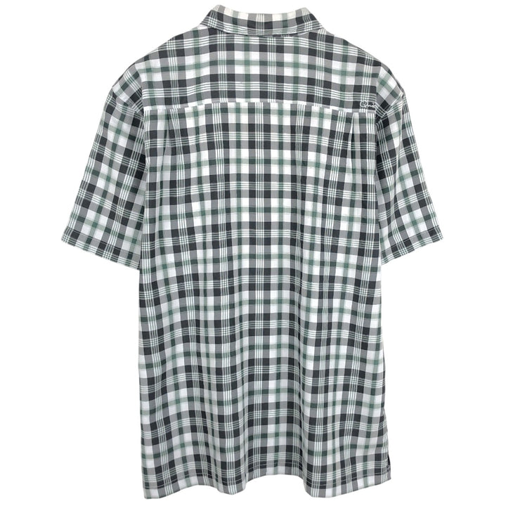 QUIKSILVER WATERMAN Check Pattern Short-Sleeve Poly/Rayon Box Shirt, Men's Size XL (approx.) Rayon Charcoal Vintage Second Hand