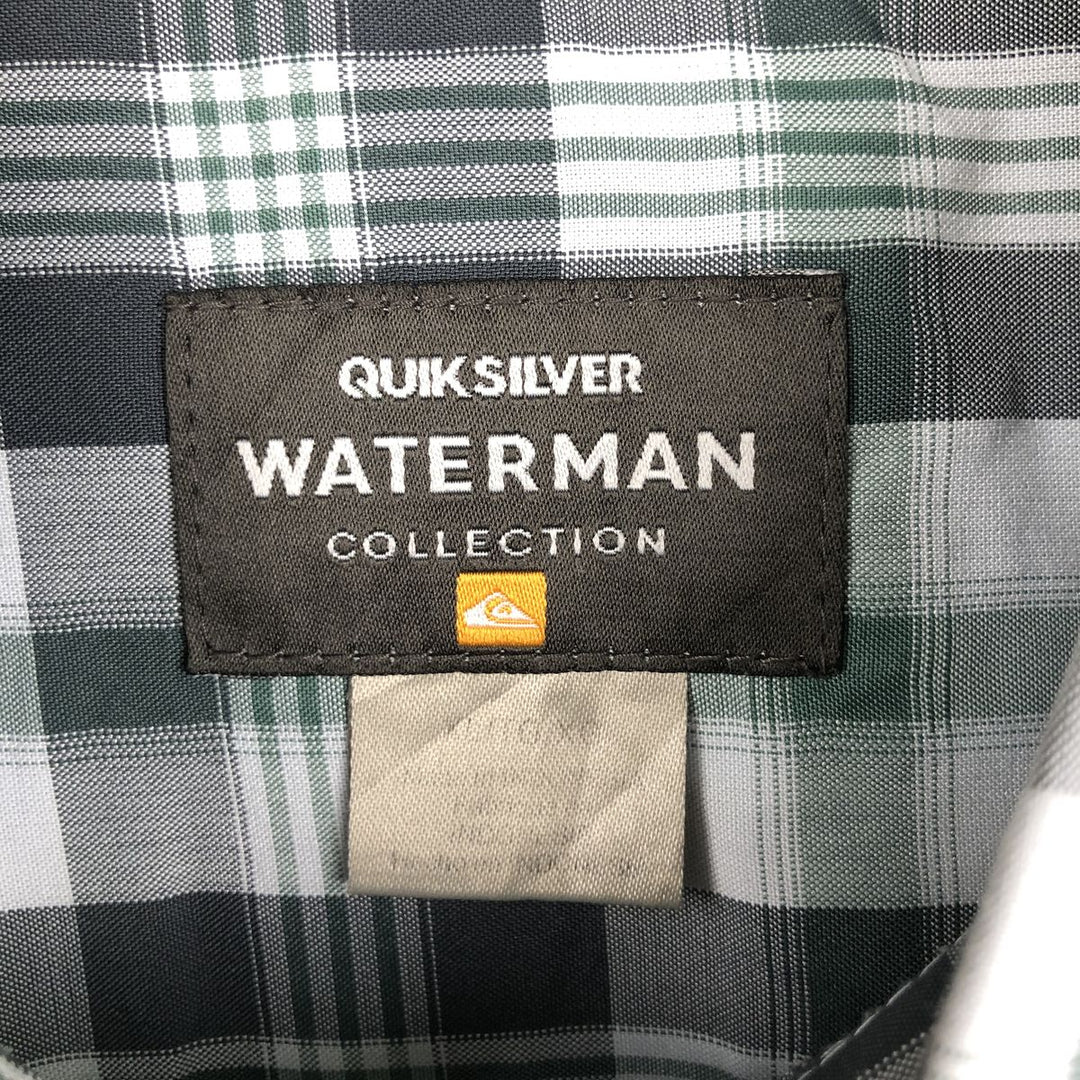 QUIKSILVER WATERMAN Check Pattern Short-Sleeve Poly/Rayon Box Shirt, Men's Size XL (approx.) Rayon Charcoal Vintage Second Hand