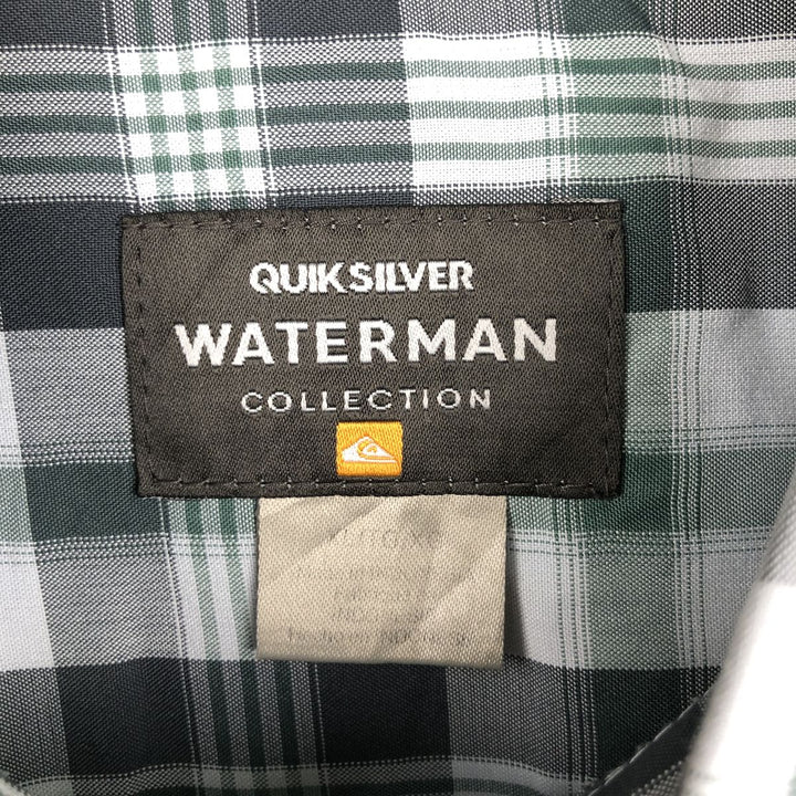 QUIKSILVER WATERMAN Check Pattern Short-Sleeve Poly/Rayon Box Shirt, Men's Size XL (approx.) Rayon Charcoal Vintage Second Hand