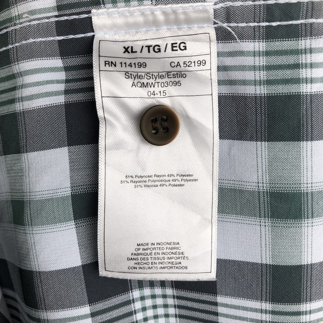 QUIKSILVER WATERMAN Check Pattern Short-Sleeve Poly/Rayon Box Shirt, Men's Size XL (approx.) Rayon Charcoal Vintage Second Hand