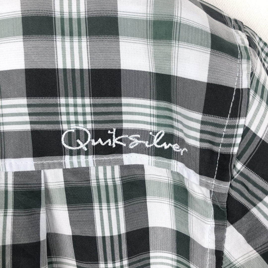 QUIKSILVER WATERMAN Check Pattern Short-Sleeve Poly/Rayon Box Shirt, Men's Size XL (approx.) Rayon Charcoal Vintage Second Hand