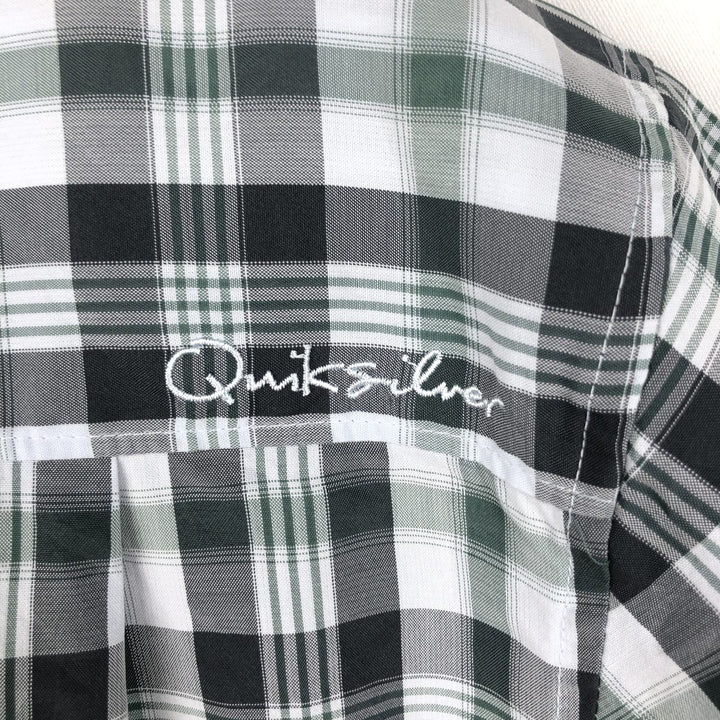 QUIKSILVER WATERMAN Check Pattern Short-Sleeve Poly/Rayon Box Shirt, Men's Size XL (approx.) Rayon Charcoal Vintage Second Hand
