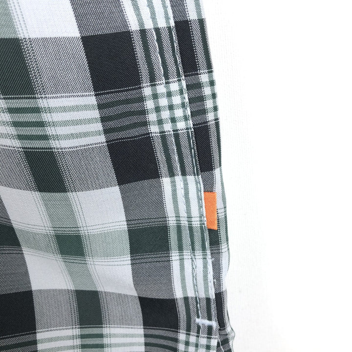 QUIKSILVER WATERMAN Check Pattern Short-Sleeve Poly/Rayon Box Shirt, Men's Size XL (approx.) Rayon Charcoal Vintage Second Hand