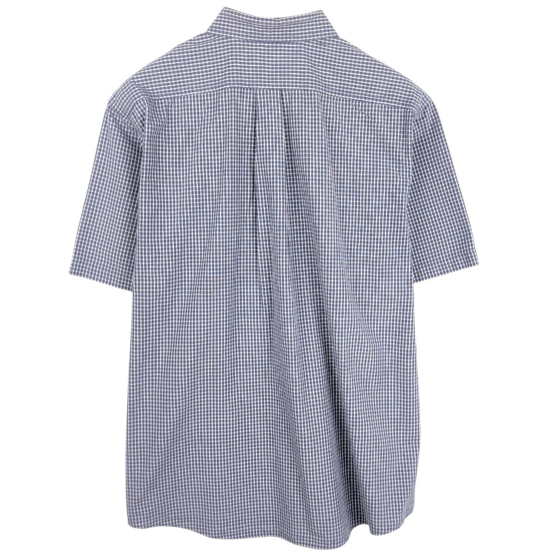 90'S LLBean Short-Sleeve Button-Down Check Shirt, Men's Size L (approx.), Vintage cotton blue type Vintage Second Hand